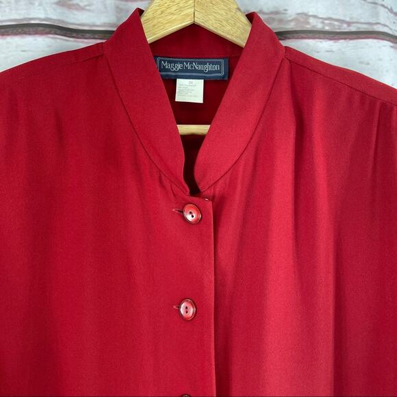 Maggie McNaughton red top and pants set button down - Picture 9 of 12